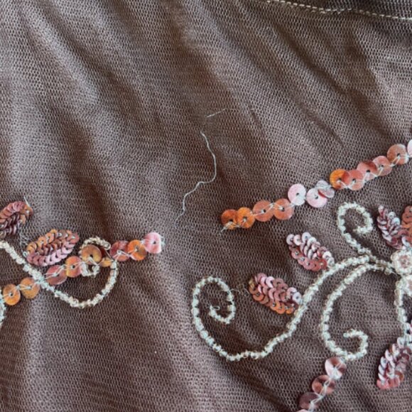 Arden B Brown Beaded Sequin Embroidered Skirt Boho Y2K Fairy Party Size 8 - Picture 2 of 6